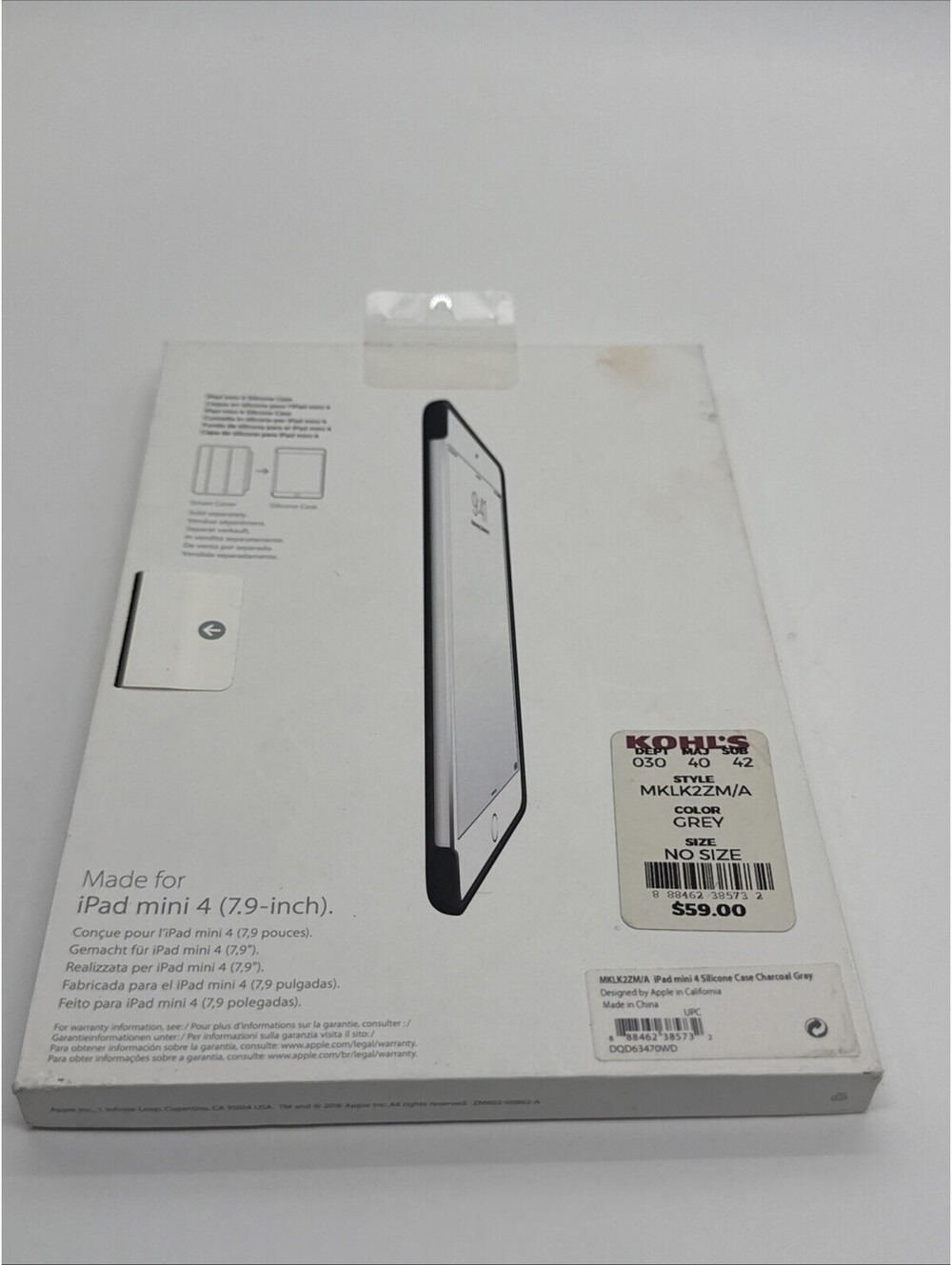 NIB • Apple iPad mini 4 Silicone Case • 7.9 Inch • MKLK2ZM/A • Charcoal Gray - Picture 2 of 5